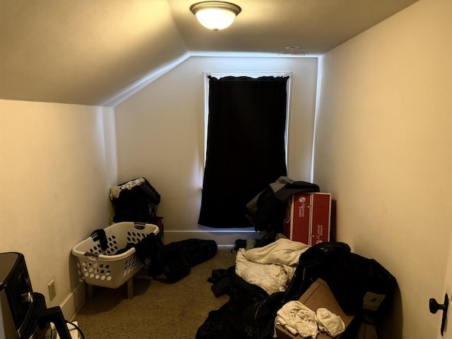 additional living space featuring carpet and lofted ceiling