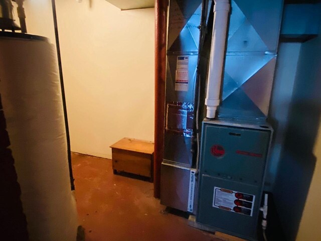 utilities featuring heating unit and water heater