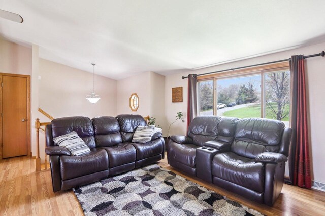 N6376 Hillcrest Rd, Pardeeville, WI 53954 - living area featuring light wood-style floors and lofted ceiling