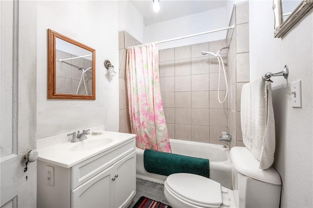 W12141 Hwy 8, Bruce, WI 54819 - bathroom featuring vanity, shower / bathtub combination with curtain, and toilet