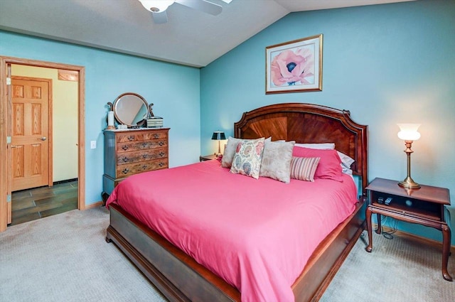 6610 Whittlesey Rd, Middleton, WI 53562 - carpeted bedroom featuring lofted ceiling, a ceiling fan, and baseboards