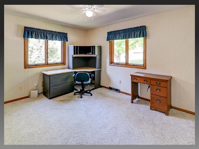 5401 Comanche Way, Madison, WI 53704 - carpeted home office with a ceiling fan and baseboards