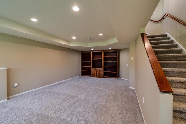1111 Virgin Lake Dr, Stoughton, WI 53589 - finished basement with carpet, recessed lighting, stairway, and baseboards