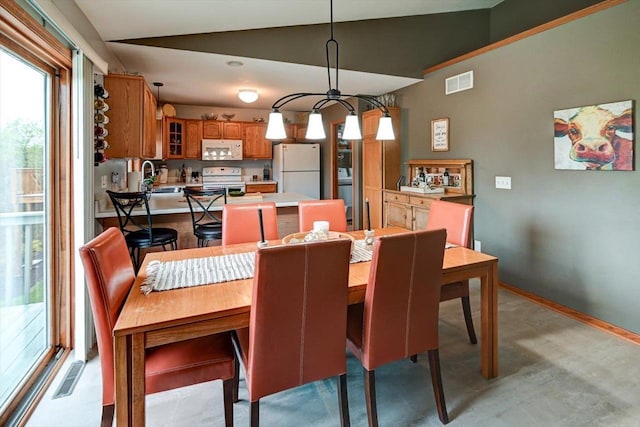 dining space with visible vents