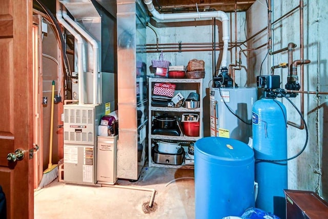 utilities with water heater and heating unit