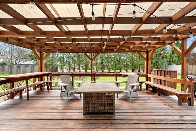 deck featuring fence