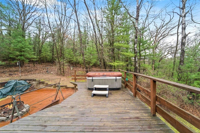 W7126 N Oakwood Cir, Neshkoro, WI 54960 - wooden deck featuring a hot tub