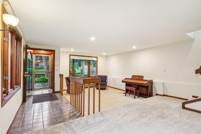 W10134 Schiefelbein Rd, Poynette, WI 53955 - playroom featuring baseboards, tile patterned flooring, and recessed lighting