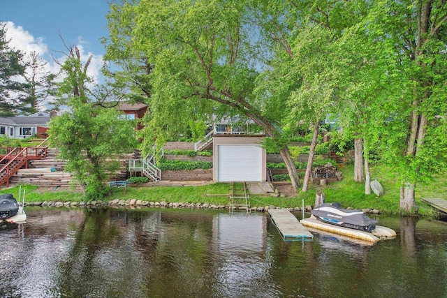 W10134 Schiefelbein Rd, Poynette, WI 53955 - dock area with stairway and a water view