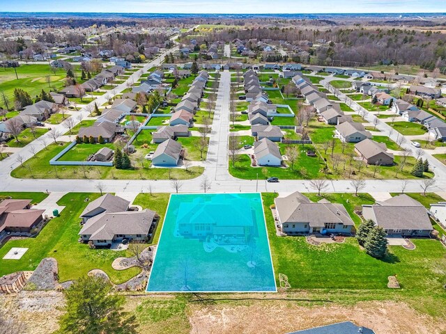 bird's eye view with a residential view