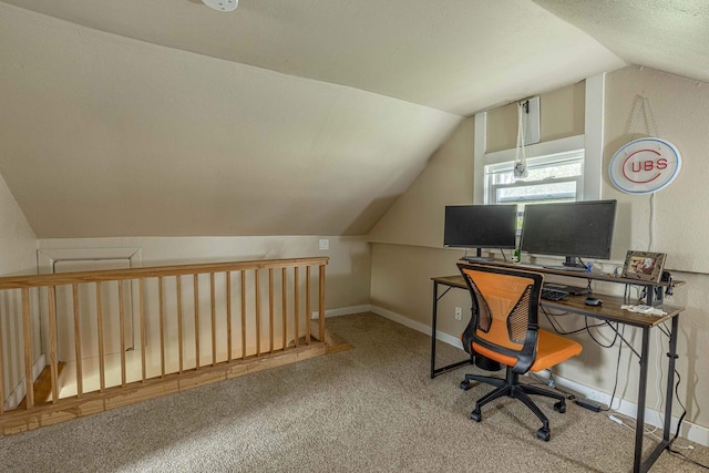 304 Mitchell St, Belleville, WI 53508 - office with baseboards, carpet, and vaulted ceiling