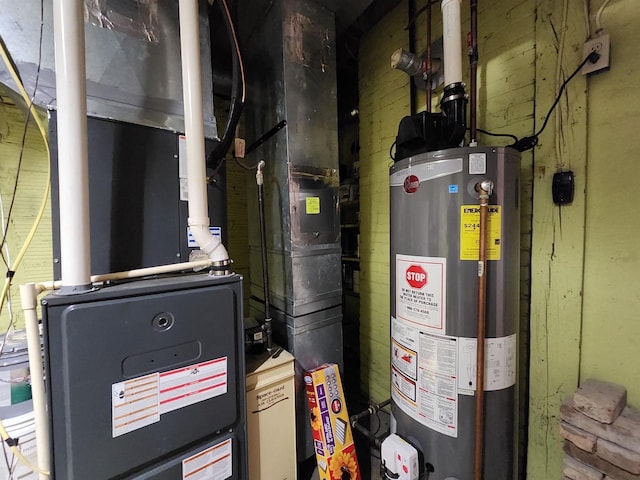utilities with water heater and heating unit