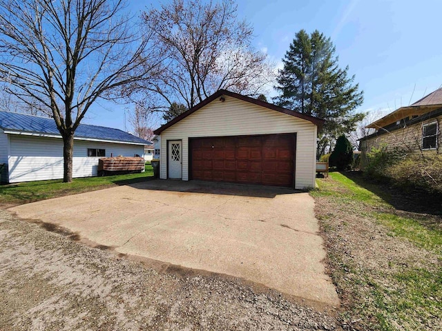 view of detached garage