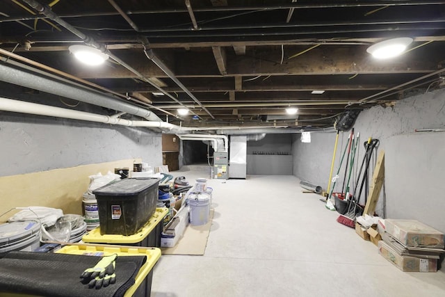 unfinished below grade area with heating unit