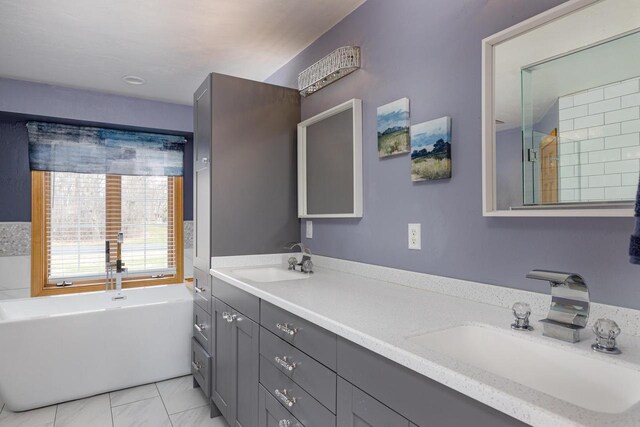 4175 Twilight Ct, Oshkosh, WI 54904 - full bath featuring double vanity, a soaking tub, and a sink