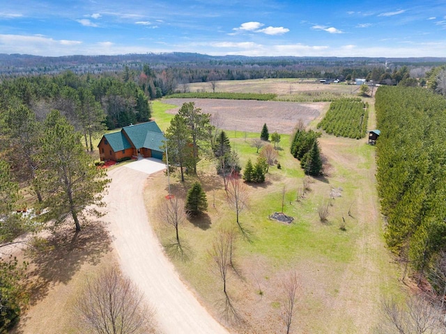 drone / aerial view featuring a rural view