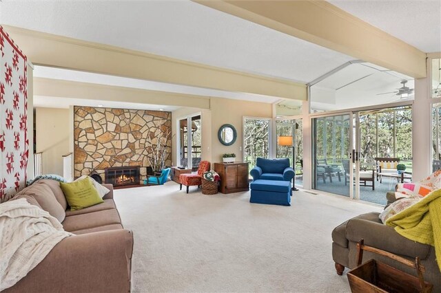 1206 Pinecrest Ln, New Richmond, WI 54017 - interior space with carpet flooring, ceiling fan, and a fireplace