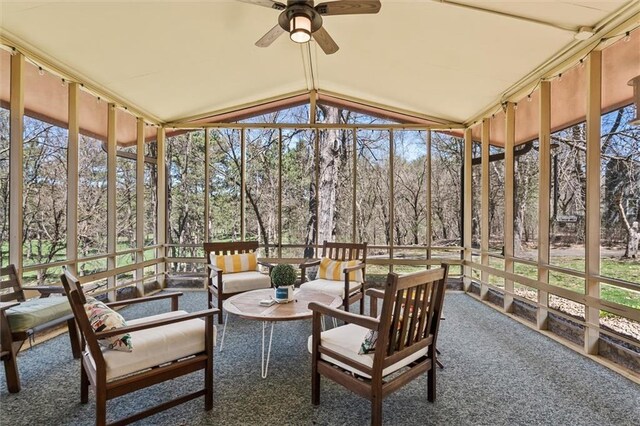 1206 Pinecrest Ln, New Richmond, WI 54017 - sunroom / solarium with a ceiling fan, an outdoor hangout area, and a wealth of natural light