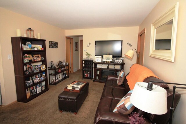 view of carpeted living area
