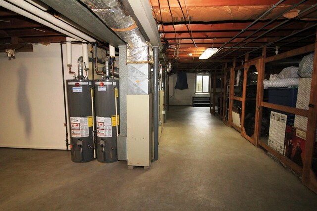 below grade area featuring gas water heater