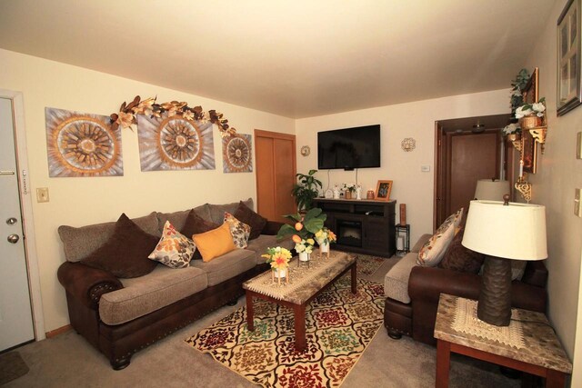 view of carpeted living area
