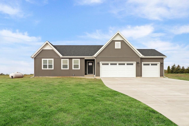 N6285 Blarney Stone Dr, Albany, WI 53520 - view of front facade featuring a garage, a shingled roof, driveway, and a front lawn
