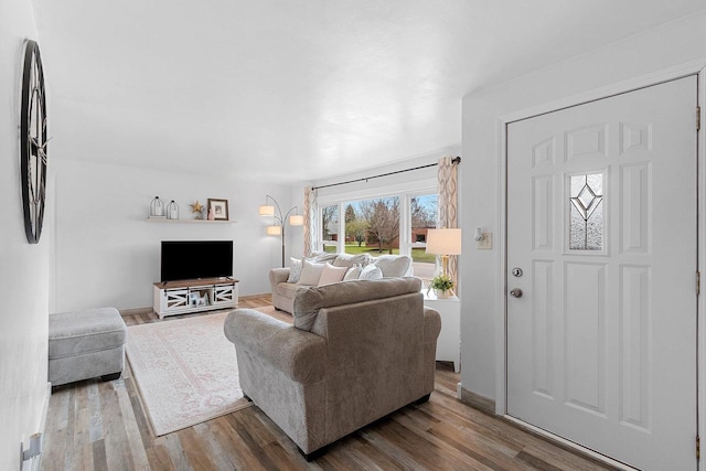living room with wood finished floors
