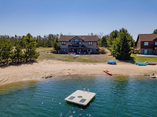 W5588 S Stone Gate Dr, New Lisbon, WI 53950 - view of water feature with a floating dock and stairway
