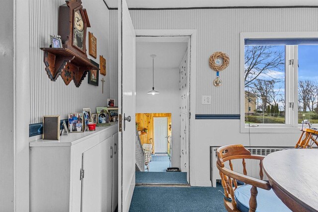812 Milwaukee St, Kewaunee, WI 54216 - interior space with a healthy amount of sunlight, carpet flooring, and wallpapered walls
