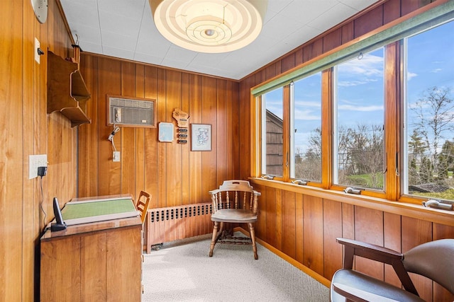 812 Milwaukee St, Kewaunee, WI 54216 - interior space featuring a healthy amount of sunlight, carpet flooring, and wooden walls