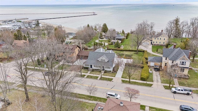 812 Milwaukee St, Kewaunee, WI 54216 - drone / aerial view with a water view and a residential view