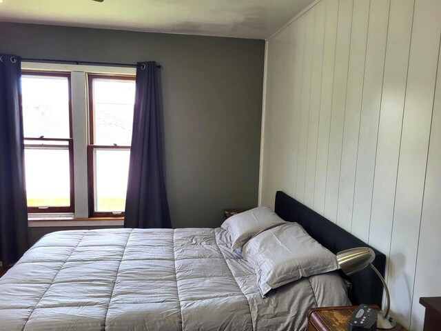 218 7th Ave, New Glarus, WI 53574 - bedroom featuring wooden walls
