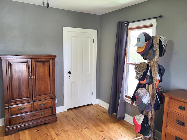 218 7th Ave, New Glarus, WI 53574 - bedroom with baseboards, multiple windows, and light wood-type flooring