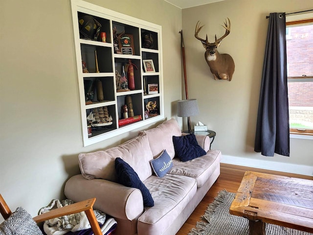 218 7th Ave, New Glarus, WI 53574 - living area featuring baseboards and wood finished floors
