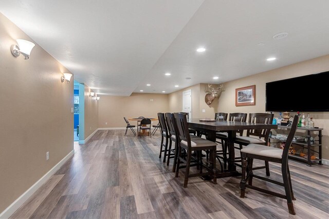 1881 Deer Trail Ct, Luxemburg, WI 54217 - dining space with baseboards, recessed lighting, and wood finished floors