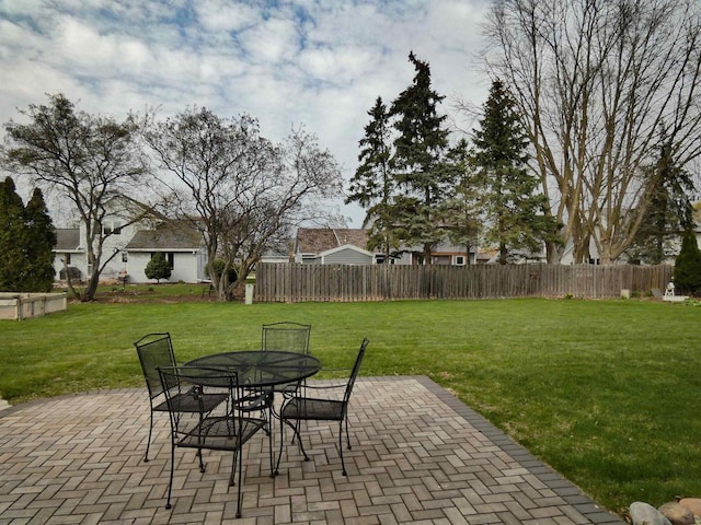 view of patio / terrace with outdoor dining area and a fenced backyard