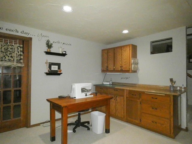 office space featuring recessed lighting