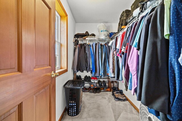 spacious closet with carpet floors