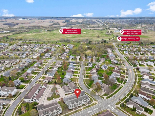 bird's eye view with a residential view