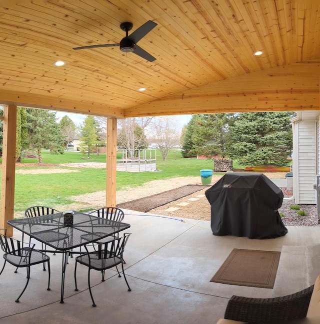 835 Mockingbird Ln, Plymouth, WI 53073 - view of patio with outdoor dining space and a ceiling fan