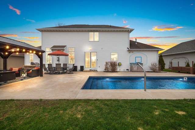 exterior space with a patio, an outdoor pool, and a gazebo