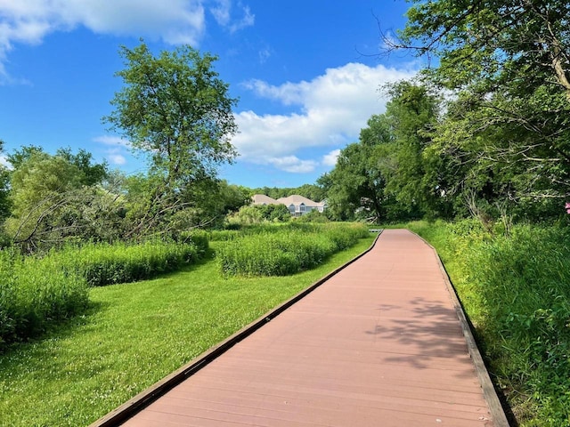 view of home's community with a yard
