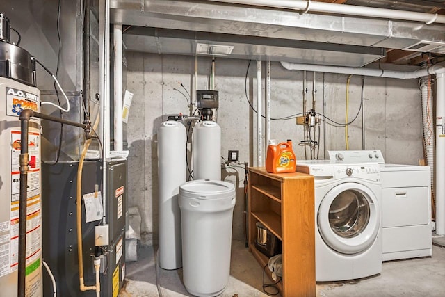 3631 Flagstone Cir, Middleton, WI 53562 - washroom featuring independent washer and dryer, heating unit, and water heater