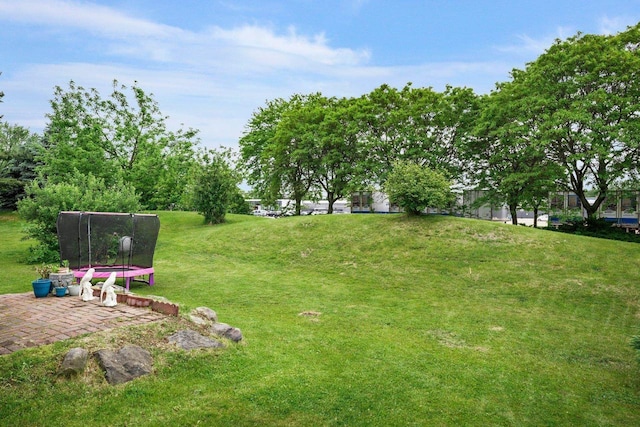 3631 Flagstone Cir, Middleton, WI 53562 - view of green lawn featuring a trampoline and a patio