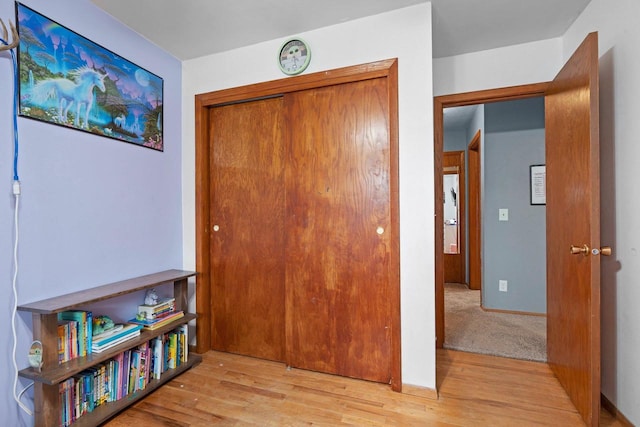 interior space with a closet and wood finished floors