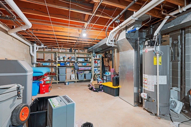 unfinished below grade area with gas water heater