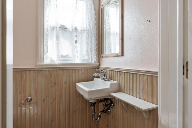 bathroom with wainscoting and a sink