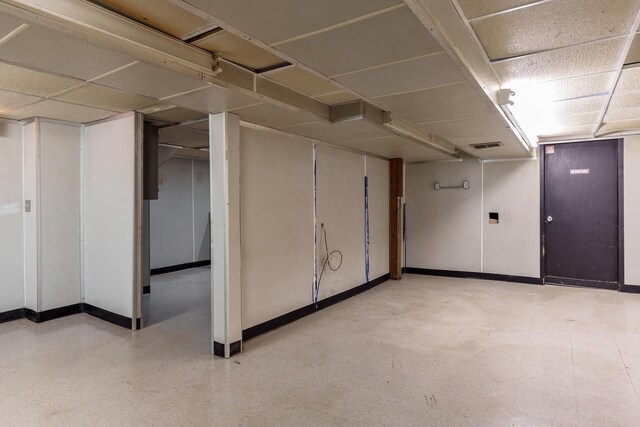 below grade area with baseboards and visible vents