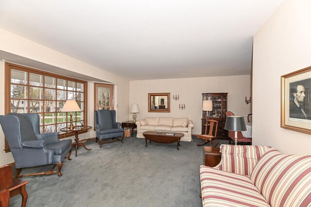 view of carpeted living area