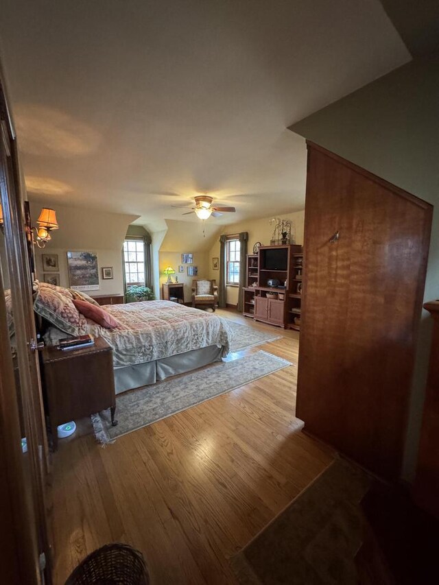 3216 Moorland Ave, Racine, WI 53405 - bedroom with ceiling fan and wood finished floors